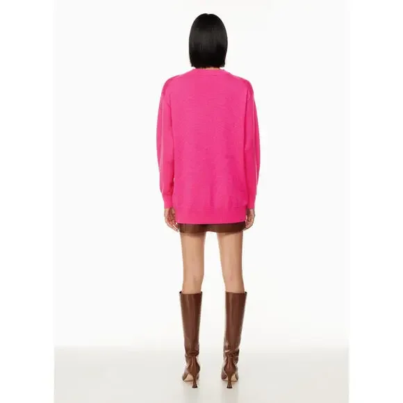 WILFRED S Small Hot Pink Pullover Knit Sweater Dress Tunic Women's Chic Wool - Picture 4 of 9